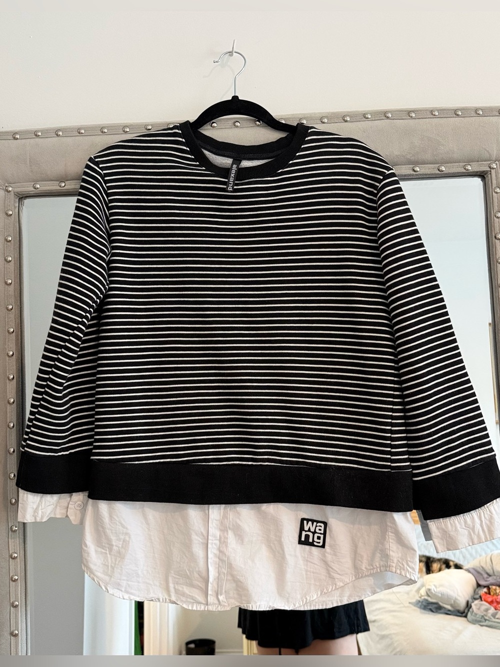 Alexander Wang Sweater Sweatshirt Layered Cotton Striped Shirt M